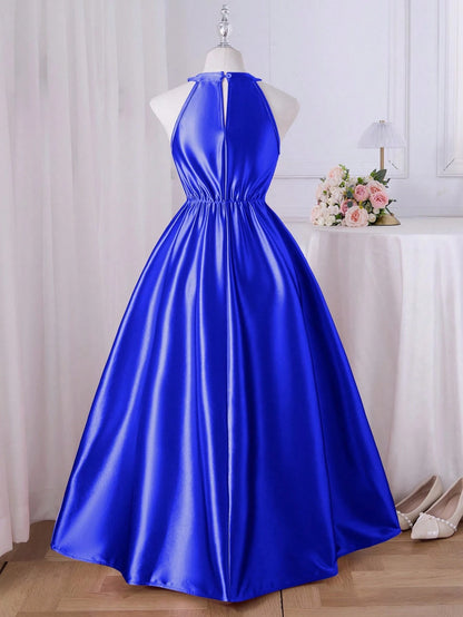 Vestido Azul Real Largo Para Niña Elegante