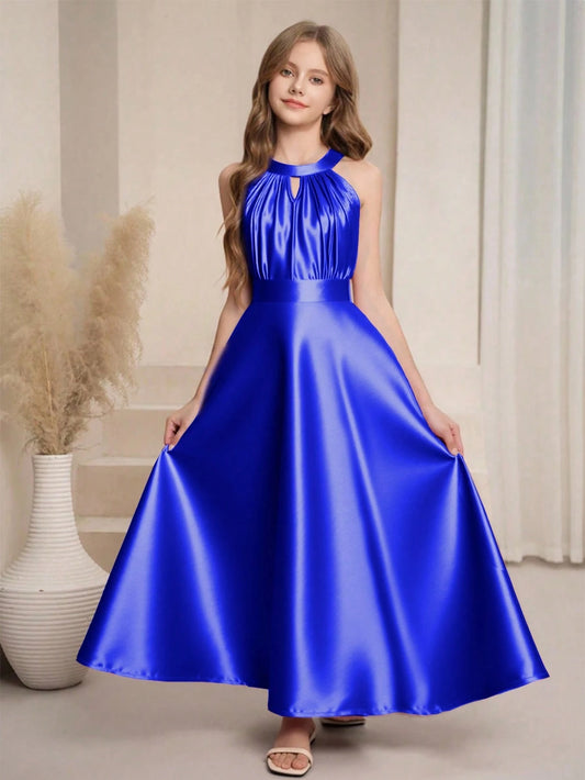 Vestido Azul Real Largo Para Niña Elegante