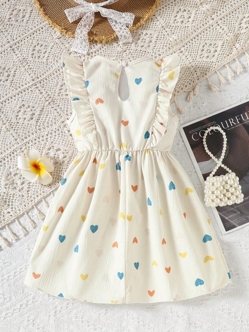 Vestido Estampado de Corazones con Moño Para Niña - Imagen 2