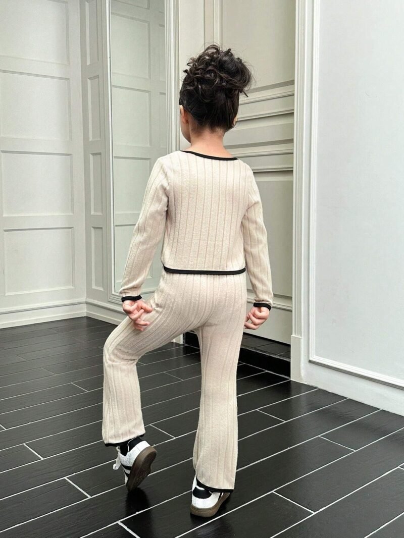 Conjunto Beige Acanalado Para Niña - Imagen 2