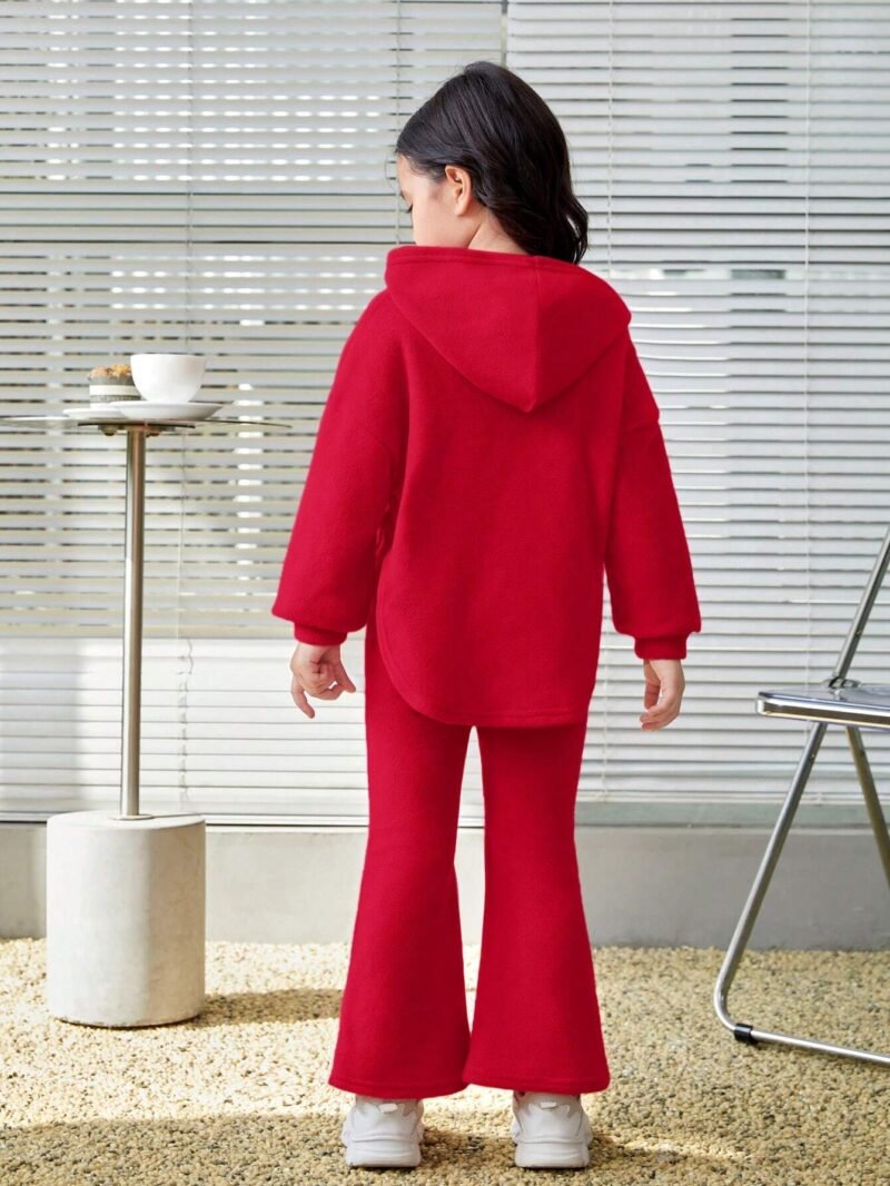 Conjunto Rojo De Sudadera Con Capucha Y Pants Para Niña - Imagen 2