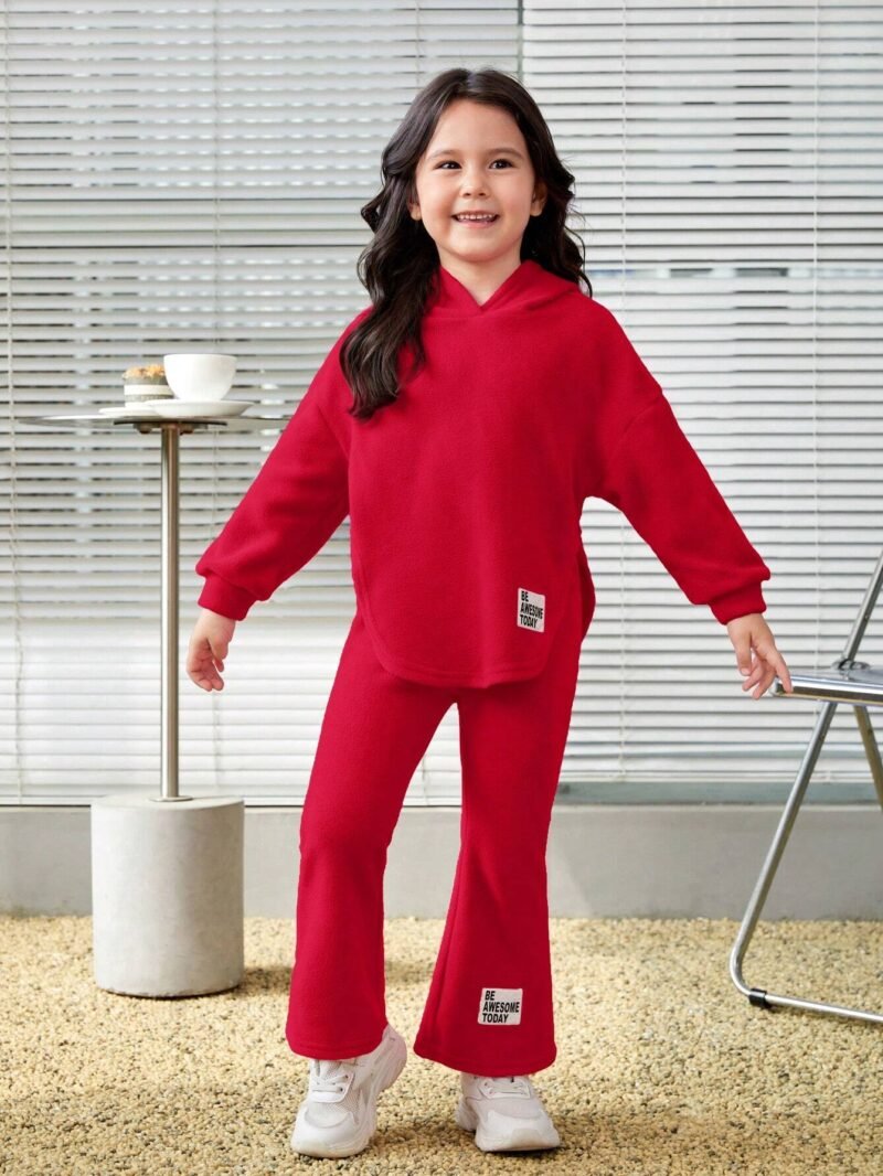 Conjunto Rojo De Sudadera Con Capucha Y Pants Para Niña - Imagen 3