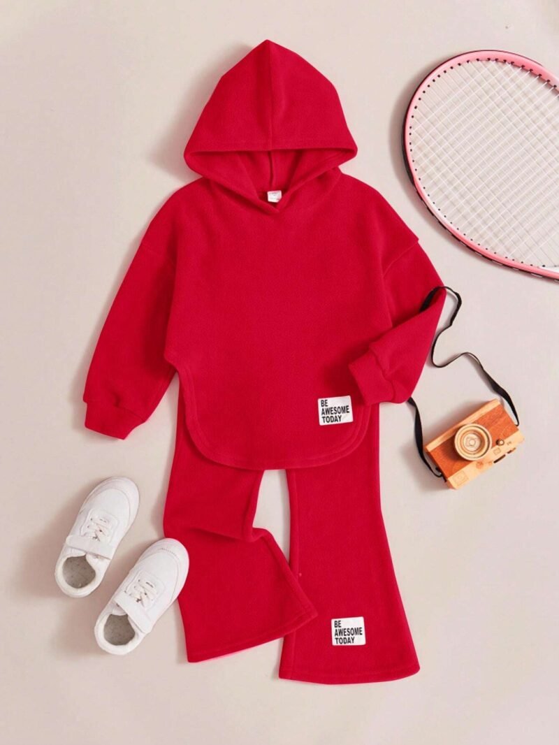 Conjunto Rojo De Sudadera Con Capucha Y Pants Para Niña - Imagen 4