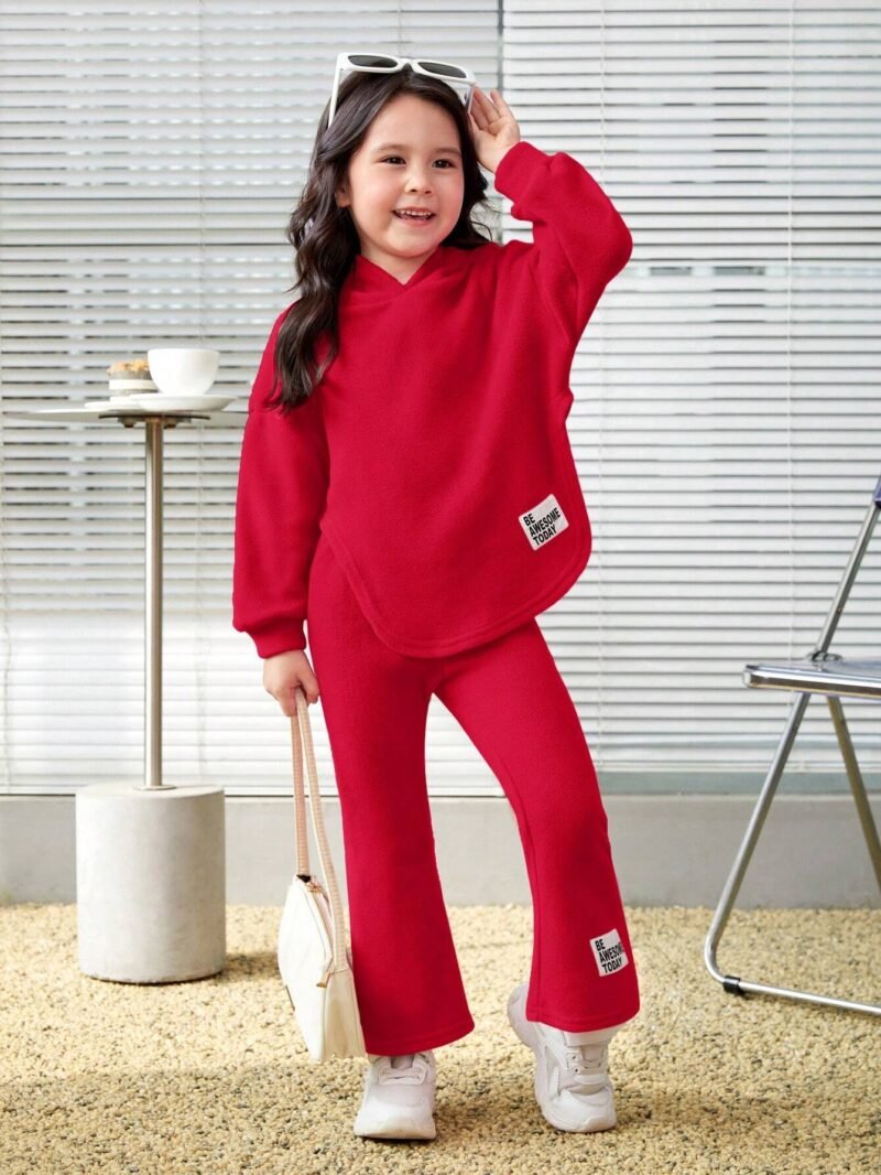 Conjunto Rojo De Sudadera Con Capucha Y Pants Para Niña