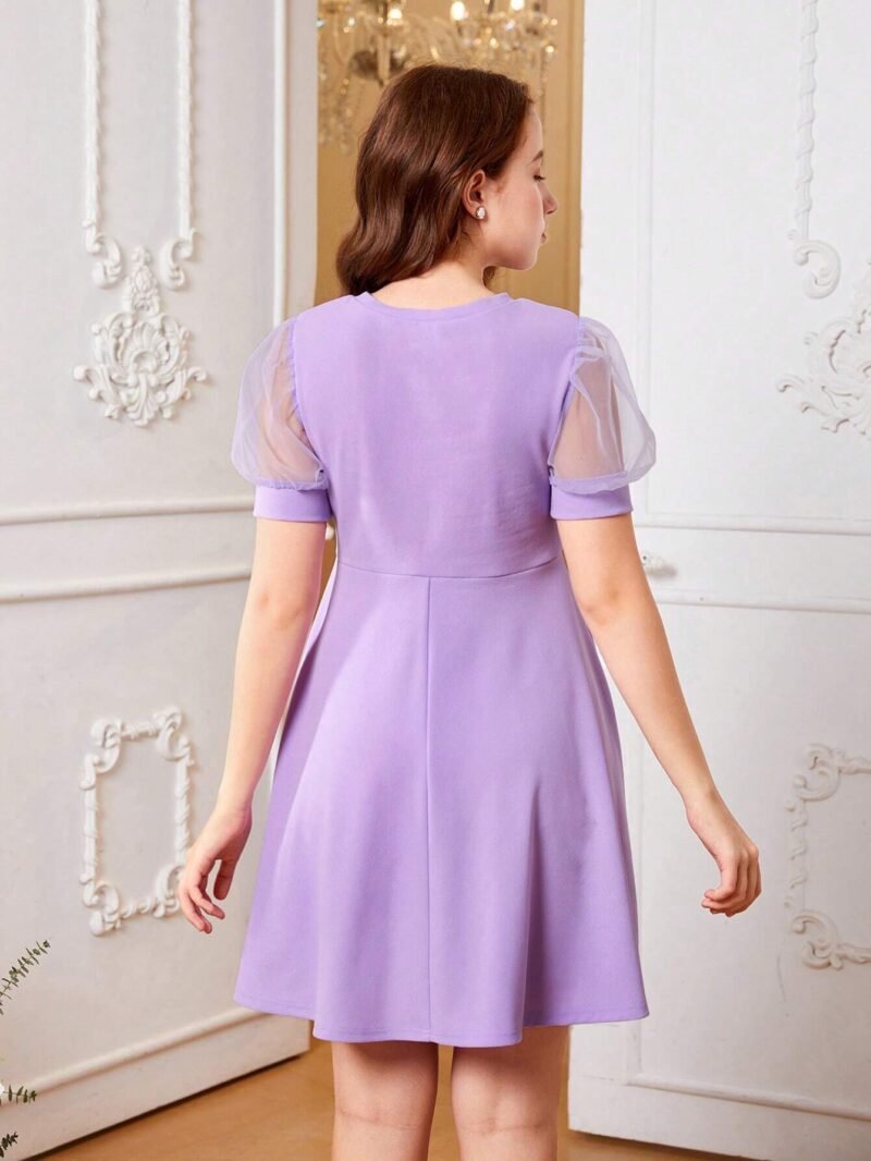 Vestido Púrpura Malva Con Manga Farol Para Niña - Imagen 2