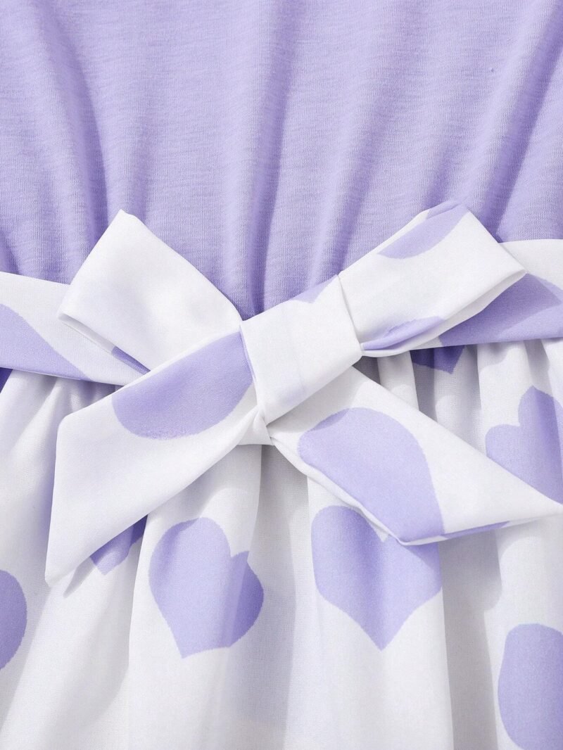 Vestido Morado Con Corazones Para Niña - Imagen 4