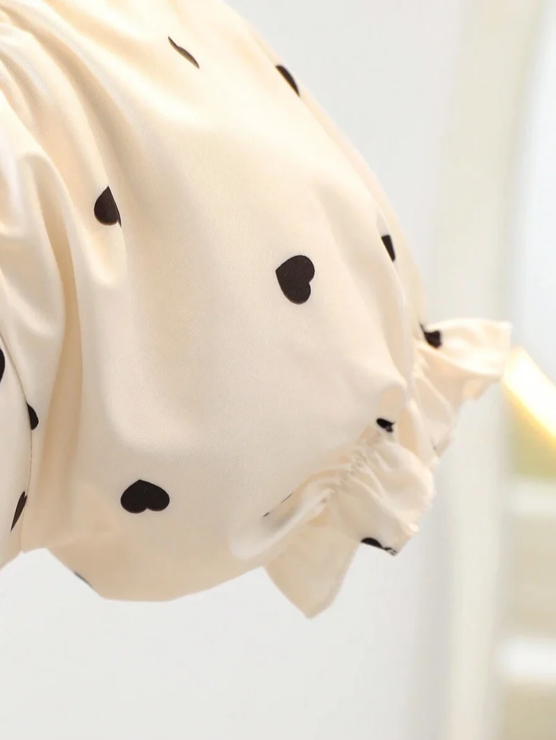 Vestido Largo Blanco Con Estampado De Corazones Para Niña - Imagen 3