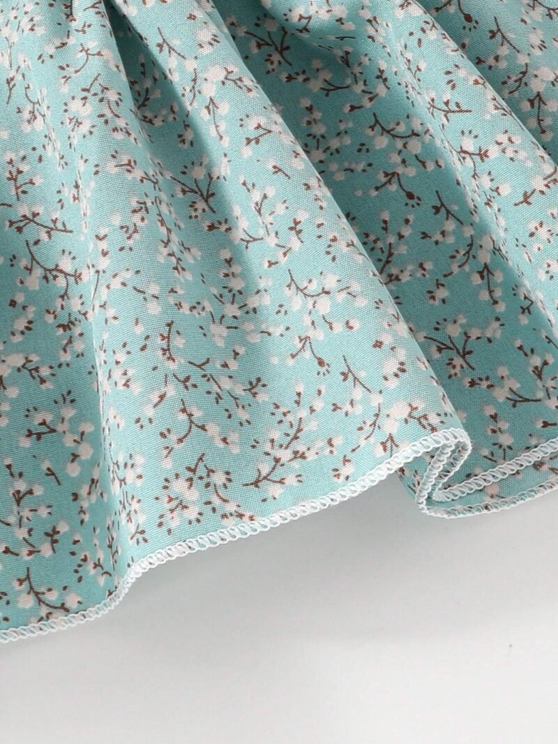 Vestido Bohemio Verde Con Flores Para Niña - Imagen 4