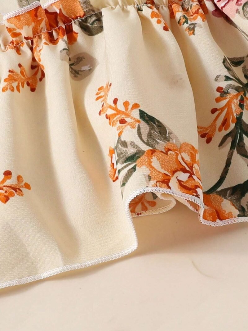 Vestido Bohemio Floral Albaricoque Para Niña - Imagen 4