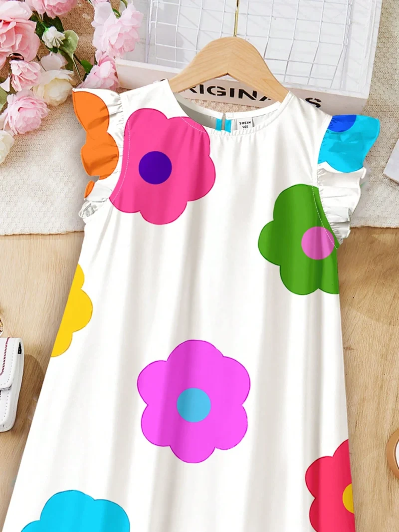 Vestido Blanco Con Flores De Colores Para Niña - Imagen 3