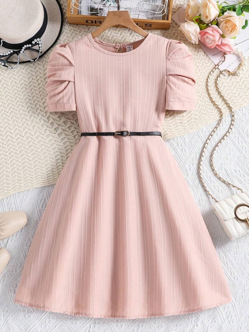 Vestido Rosa Pálido Para Niña (Cinturón No Incluido)
