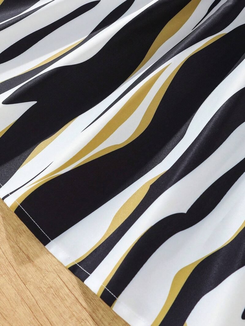 Vestido Negro Con Estampado Cebra Para Niña Con Cinturón - Imagen 4