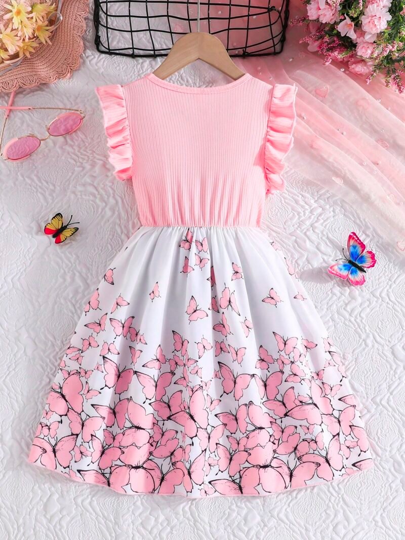 Vestido Rosa Pálido Con Mariposas Para Niña - Imagen 2