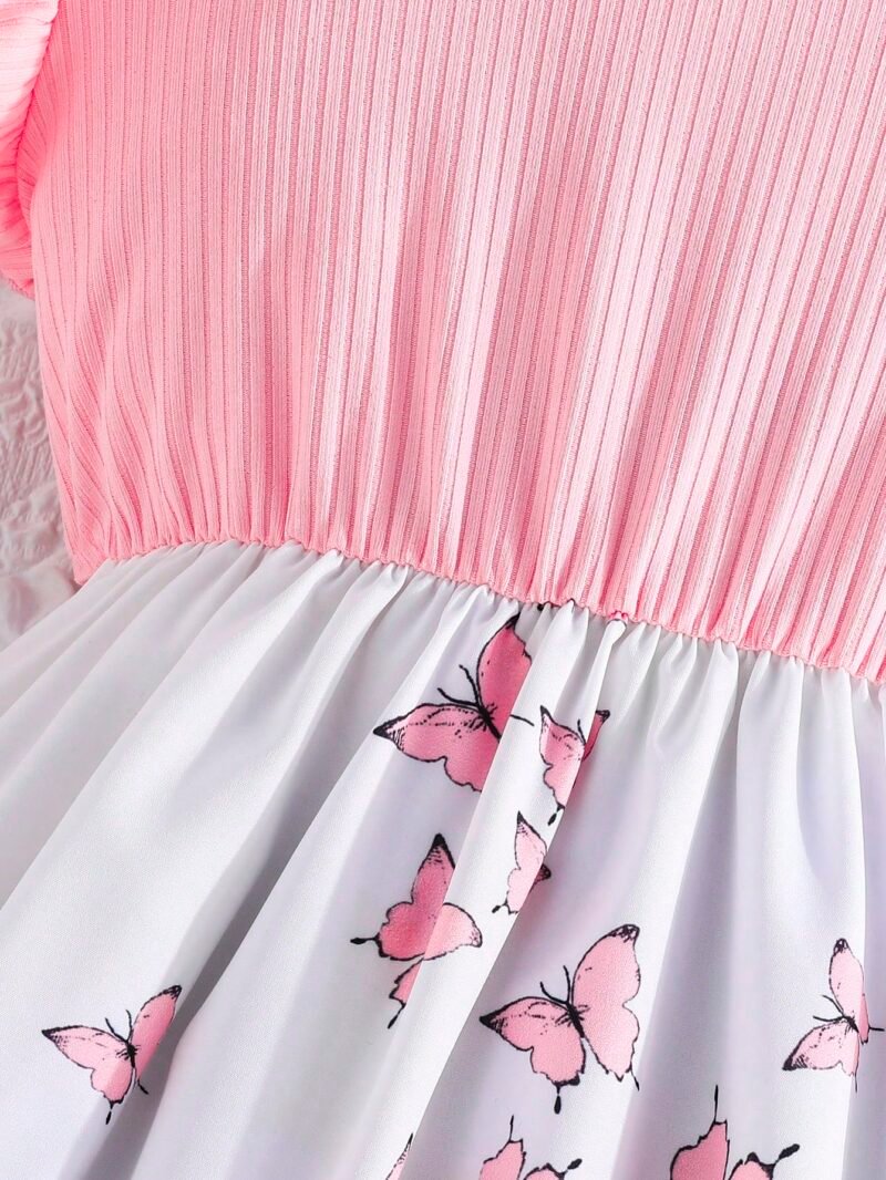 Vestido Rosa Pálido Con Mariposas Para Niña - Imagen 4