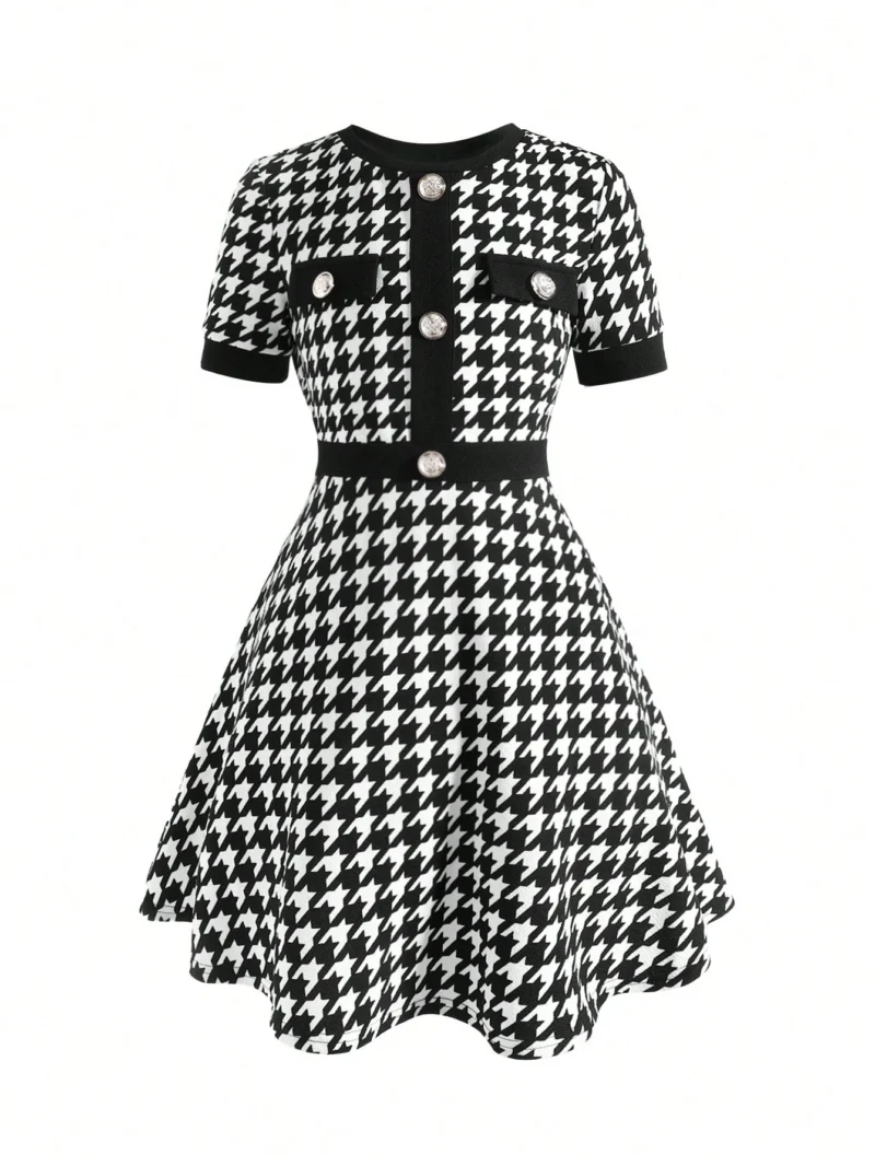 Vestido Clásico Con Botones Dorados Para Niña - Imagen 3