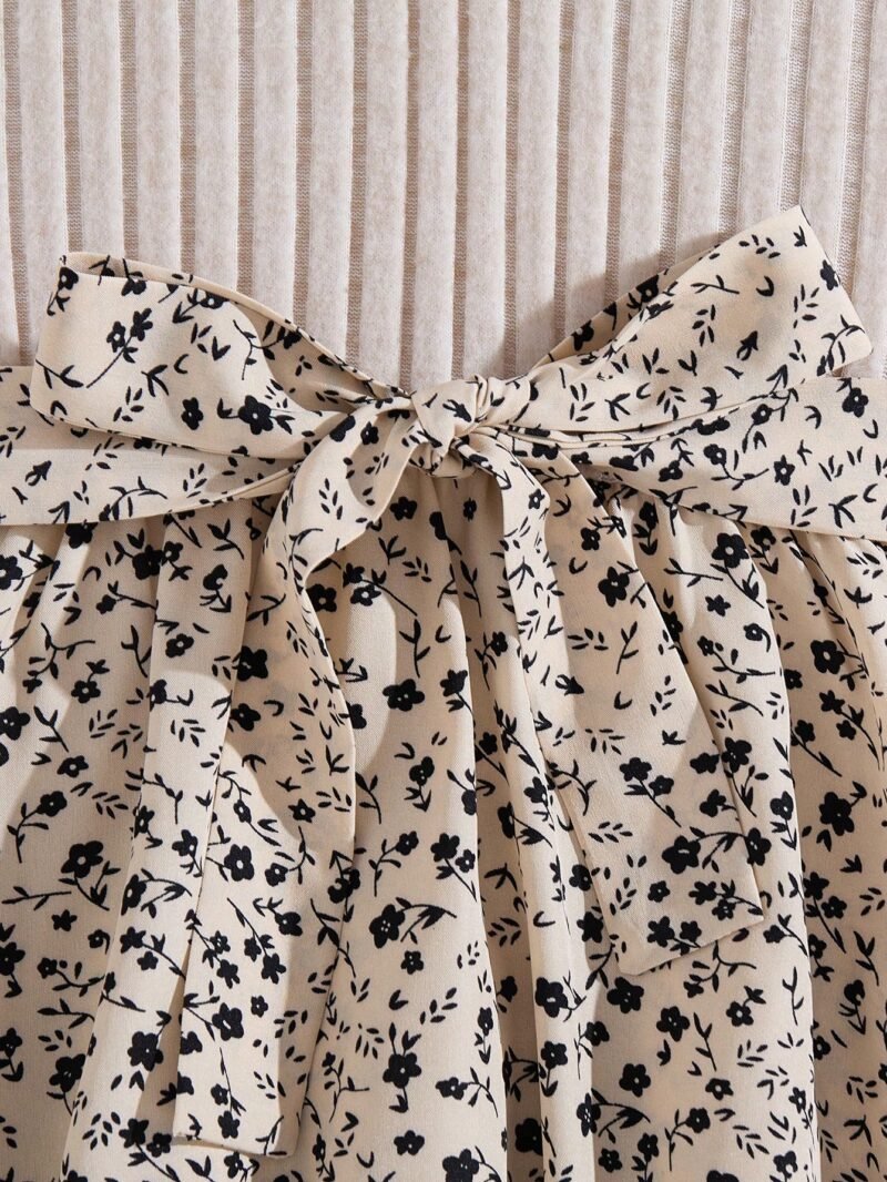 Vestido Albaricoque Con Lazo Para Niña Estilo Floral - Imagen 4