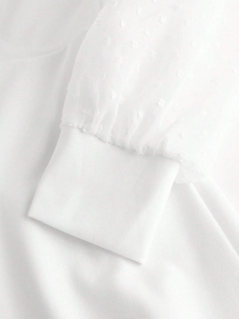Vestido Blanco Elegante Con Manga Larga Y Cuello Alzado Para Niña - Imagen 4