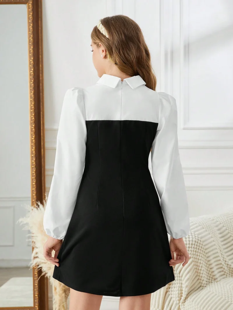 Vestido Elegante Blanco Y Negro Para Niña - Imagen 2