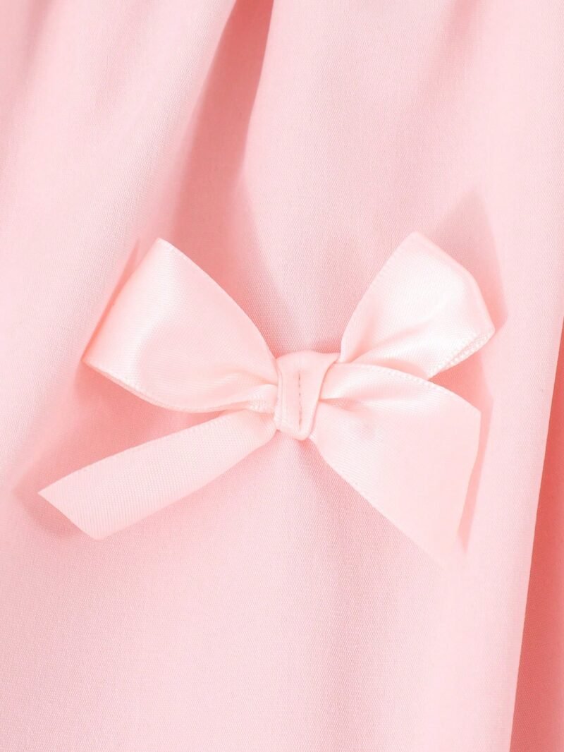 Vestido Rosa Largo Elegante Sin Mangas Con Moños Para Niña - Imagen 4