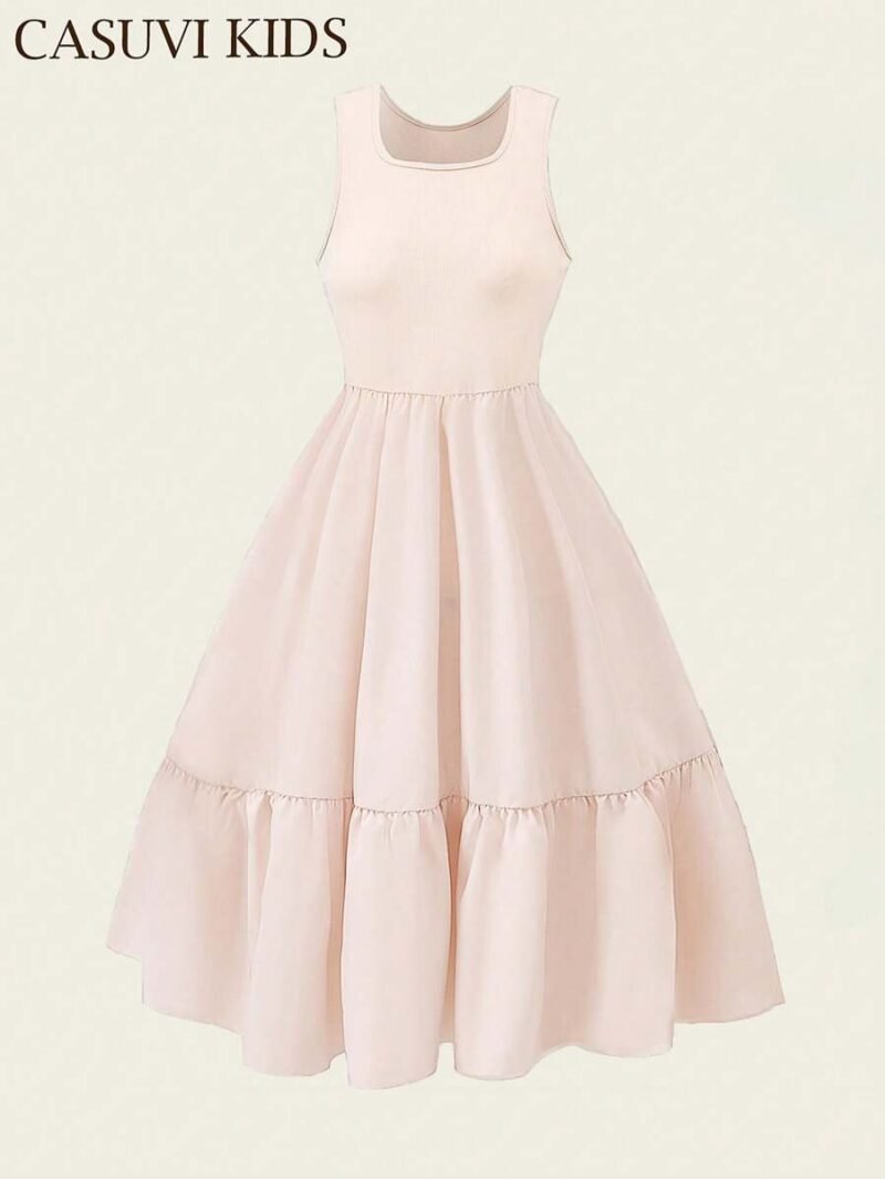 Vestido Albaricoque Para Niña De Corte Linea A - Imagen 2
