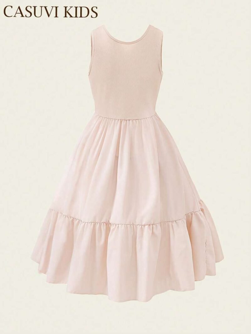 Vestido Albaricoque Para Niña De Corte Linea A - Imagen 3