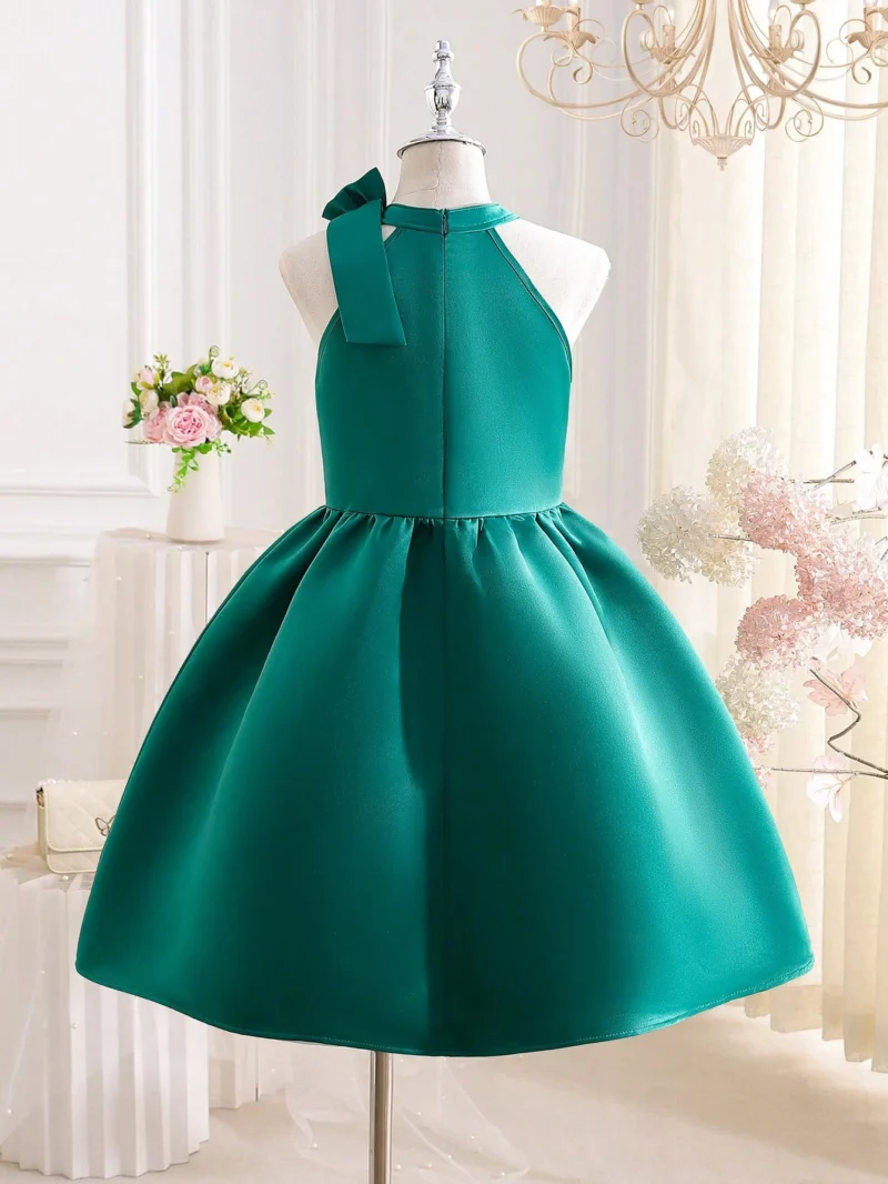 Vestido Verde Elegante Halter Para Niña - Imagen 3