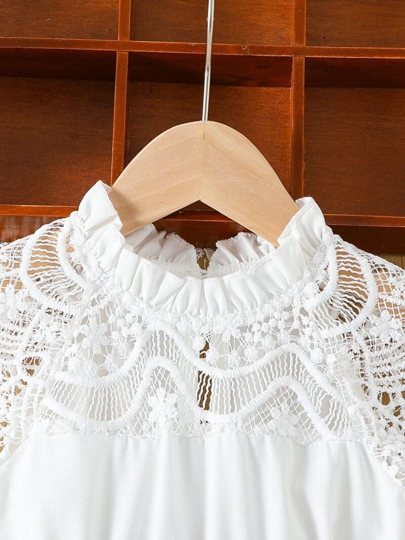 Vestido Morado Para Niña Con Encaje En Contraste - Imagen 3