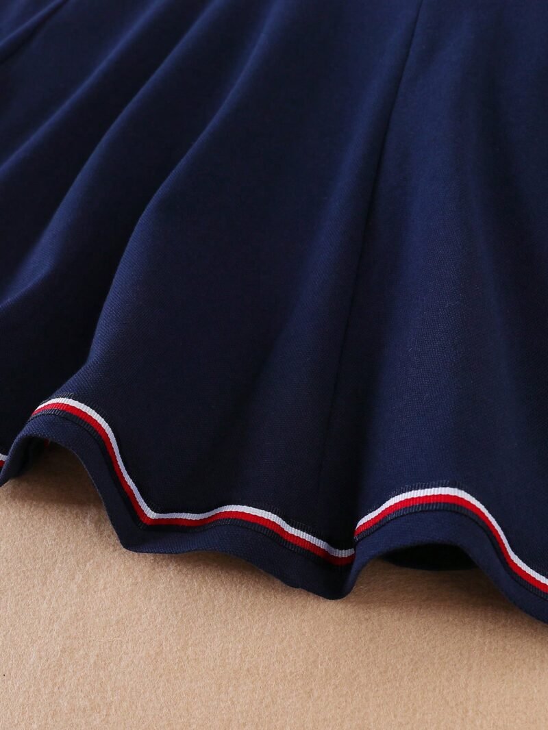 Vestido Tipo Polo Azul Marino Para Niña - Imagen 4