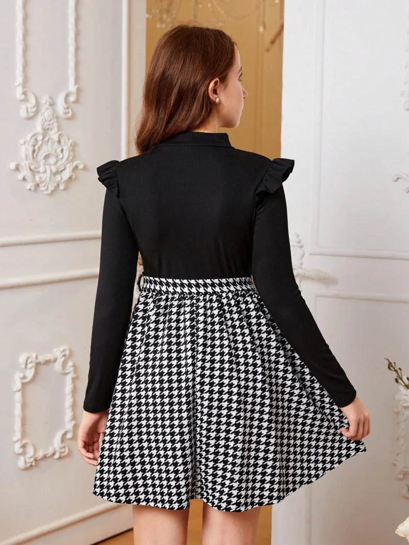 Vestido Negro Con Falda Pata De Gallo Para Niña - Imagen 2