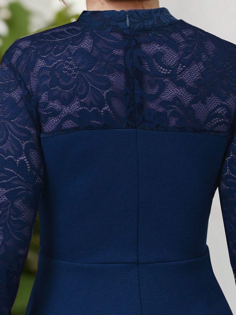 Vestido Azul Con Encaje Elegante Para Niña - Imagen 3