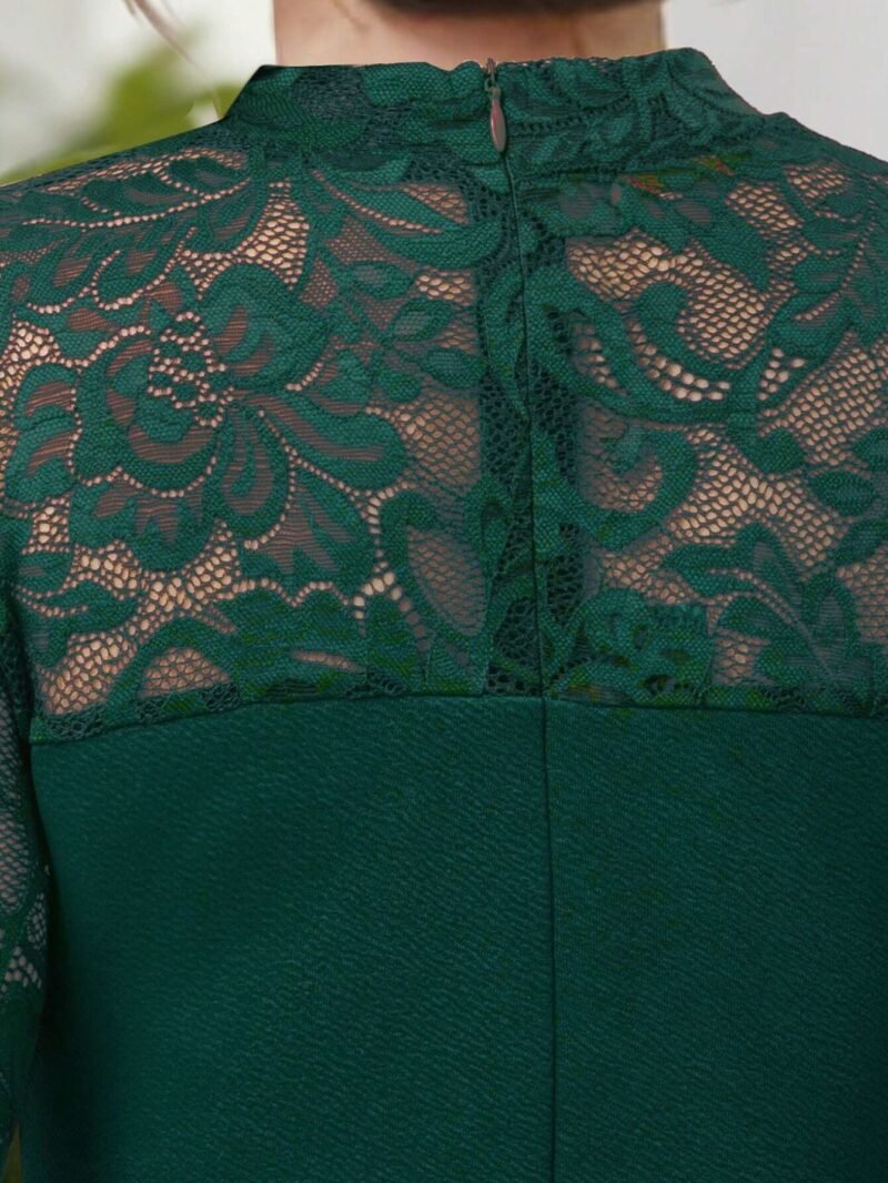 Vestido Verde Con Encaje Elegante Para Niña - Imagen 4