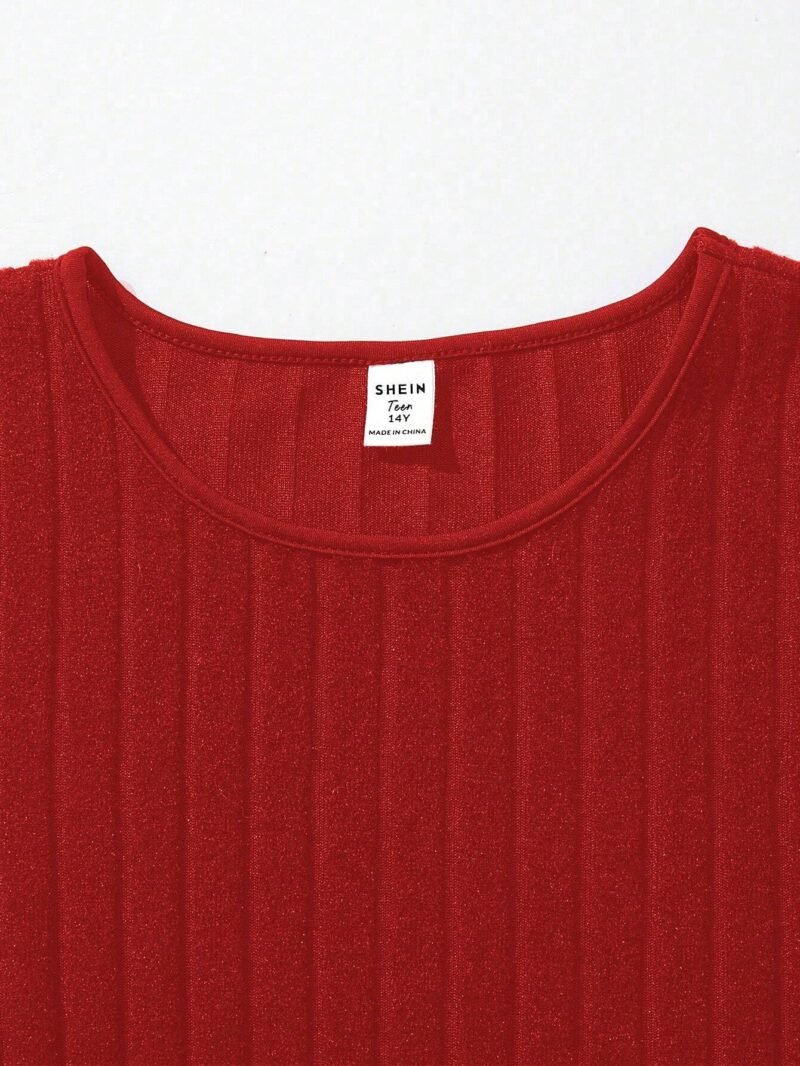 Vestido Rojo Con Manga Larga De Tul Para Niña - Imagen 4