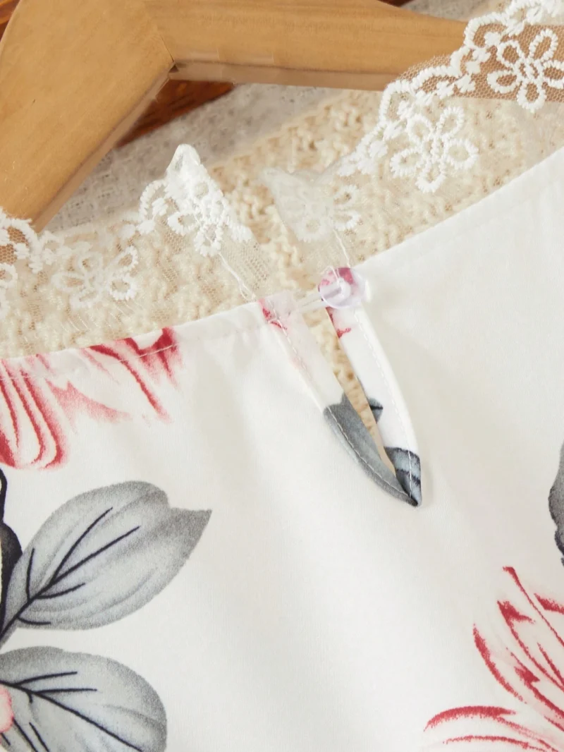 Vestido Floral Con Falda Roja Para Niña - Imagen 4