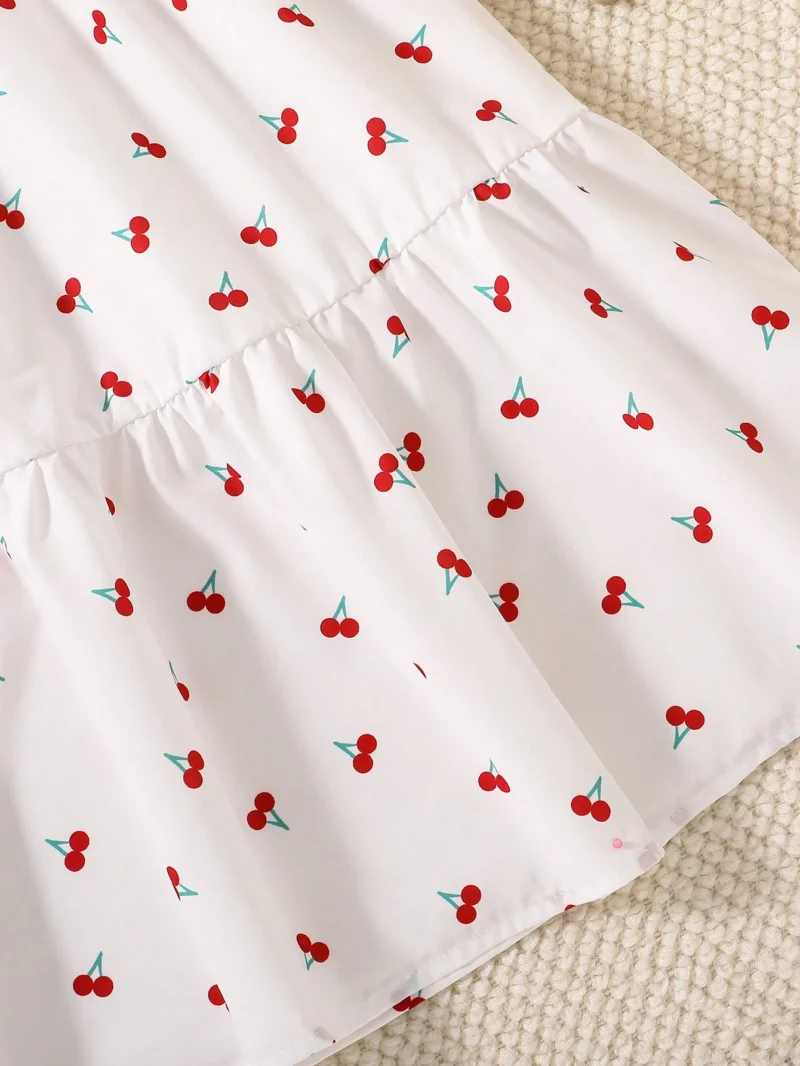 Vestido Blanco Con Estampado De Cerezas Para Niña - Imagen 3