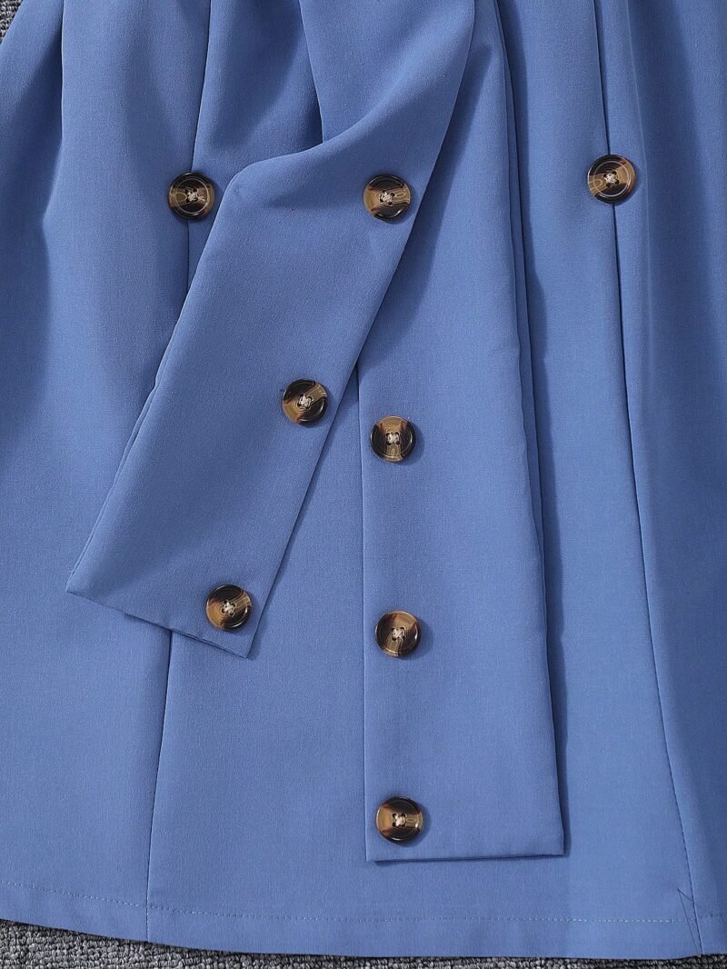 Vestido Azul Con Cuello Camisero Y Botones Para Niña - Imagen 3